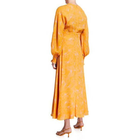 Lela Rose Butterfly-Print Georgette V-Neck Dress - Picture 2 of 10